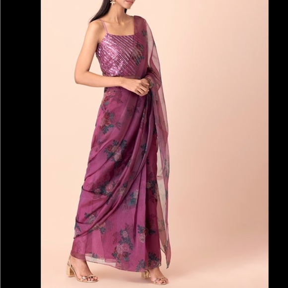 Elegant Purple Floral Women's Dress - Picture 2 of 6